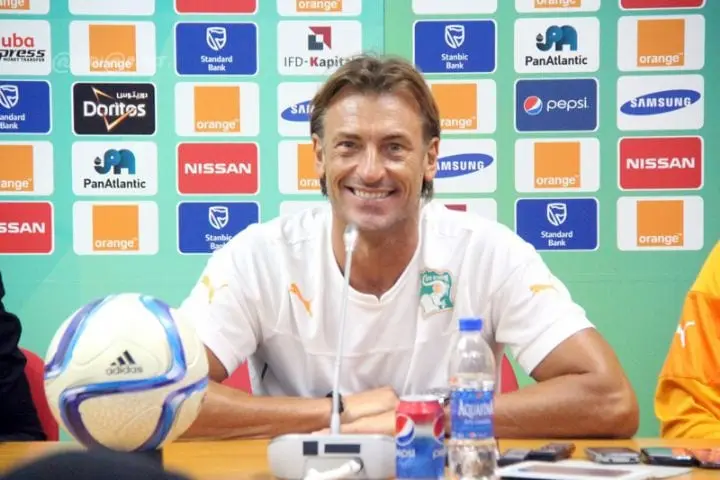 Hervé Renard en conférence de presse, photo Abidjan.net.